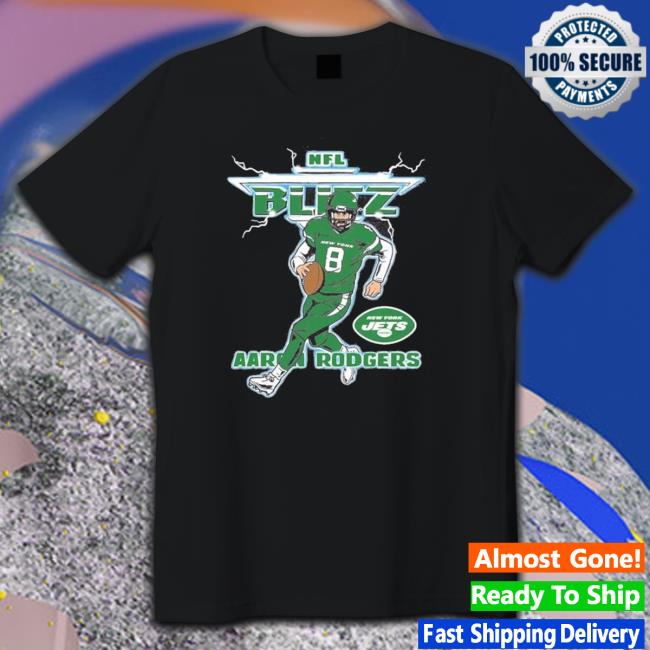 Aaron Rodgers New York Jets Homage Blitz Graphic T-shirt