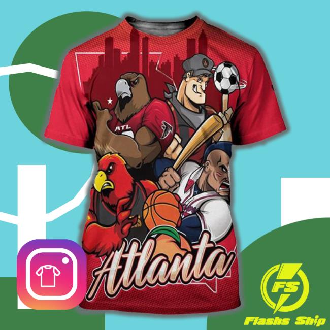 Atlanta Falcons X Atlanta Braves X Atlanta Hawks X Atlanta United Fc Art By  Eric Poole Unique Poster Shirt, hoodie, sweater, long sleeve and tank top