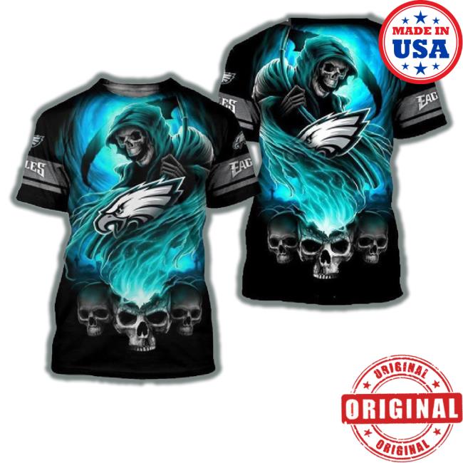 Philadelphia Eagles Tee Shirts 3D Hand Skull For Men And Women