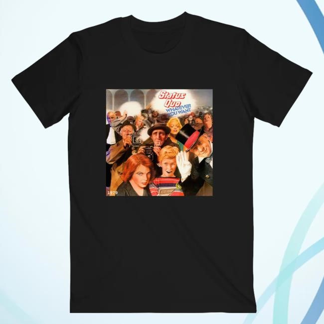 Official Status Quo Merch Whatever You Want' 45Th Anniversary Track Tee Black T-Shirt Official Status Quo Merch Whatever You Want' 45Th Anniversary Track Tee Black T-Shirt